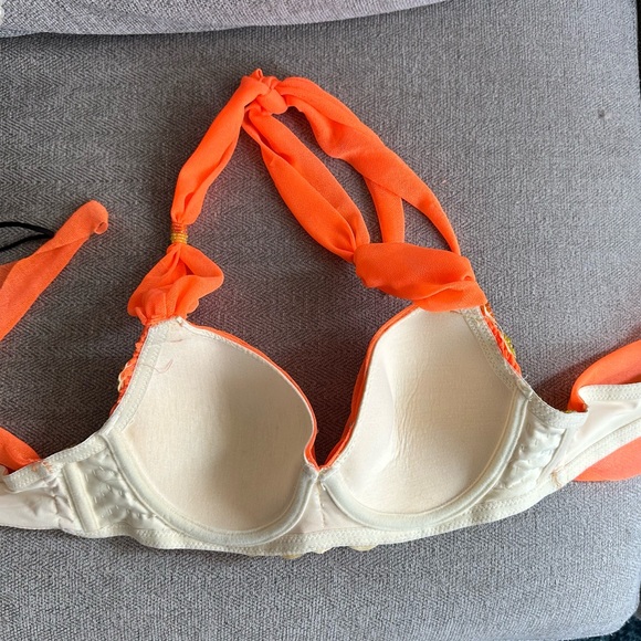 Orange beaded sparkly bra - Halloween, burning man, Mardi Gras - Picture 2 of 4